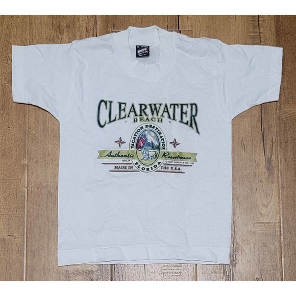 Vtg 1993 Fruit Of The Loom Clearwater Beach Single Stitch T-shirt - Picture 1 of 5